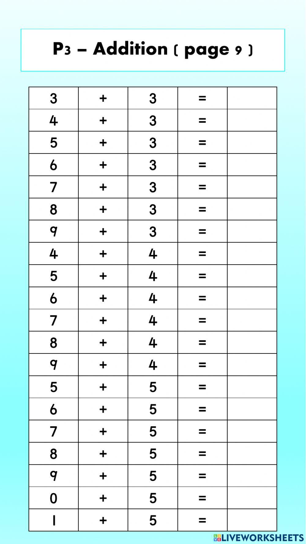 Mathematics - addition within 20 （1）