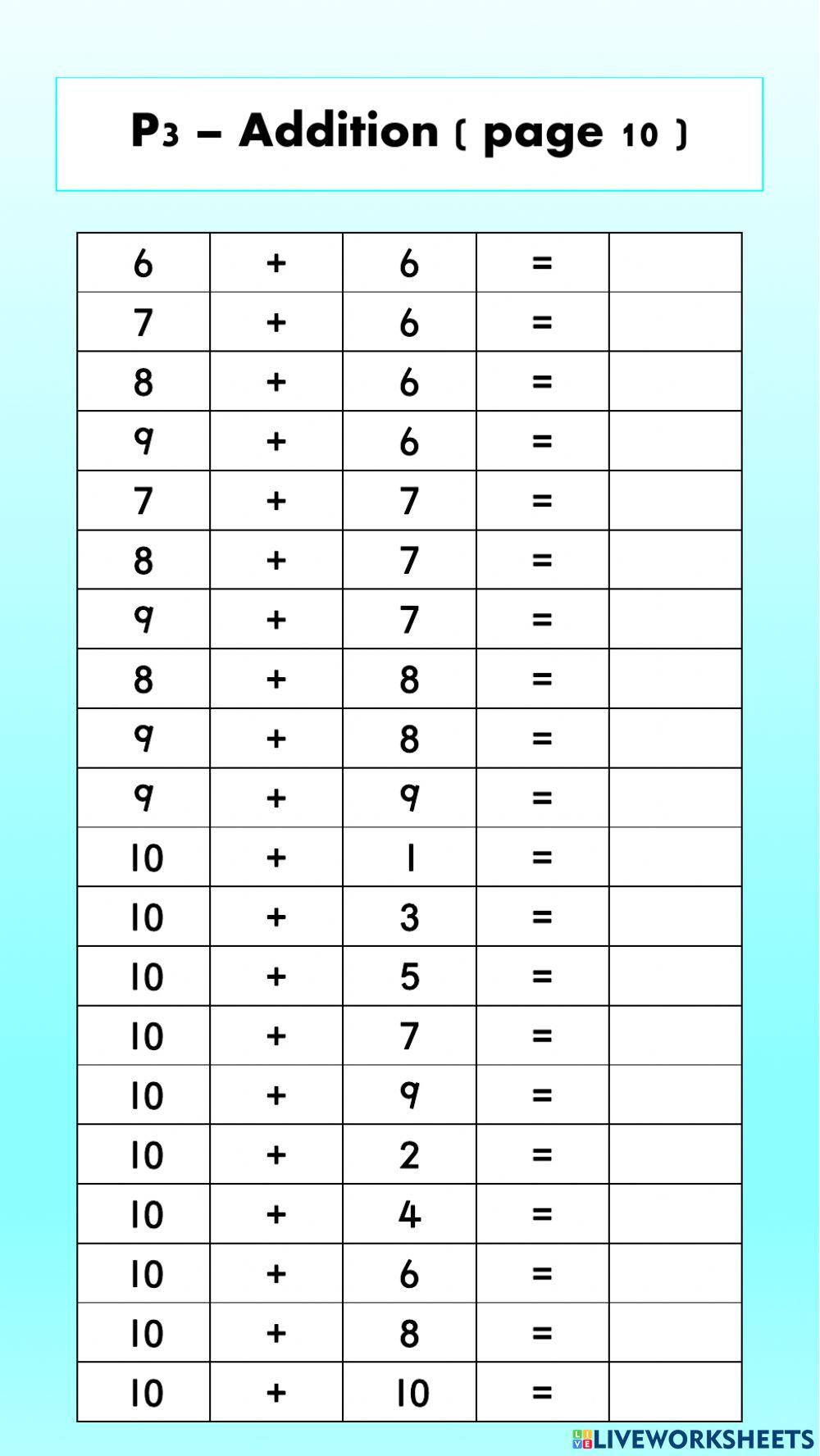Mathematics - addition within 20 (2)