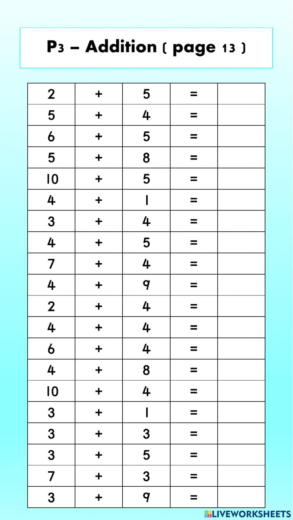 Mathematics - addition within 20 (2)