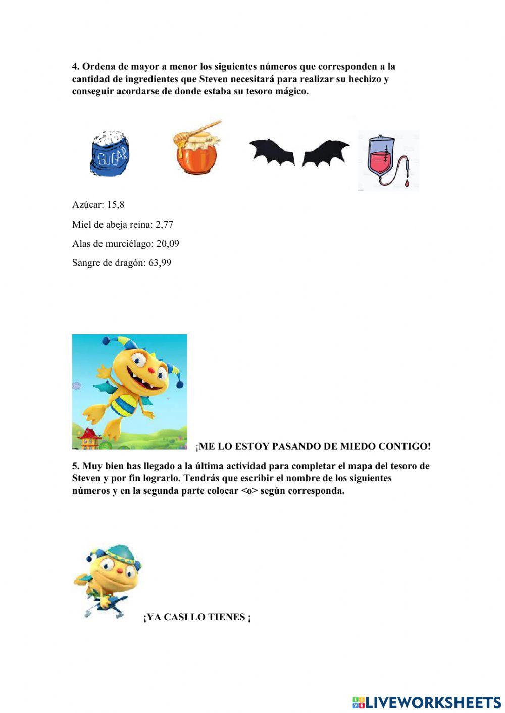 Números decimales. -La aventura de Steven el monstruito-