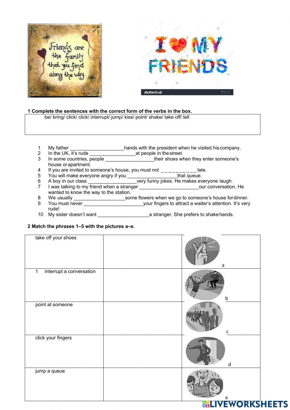 Our Friends Vocabulary Practice