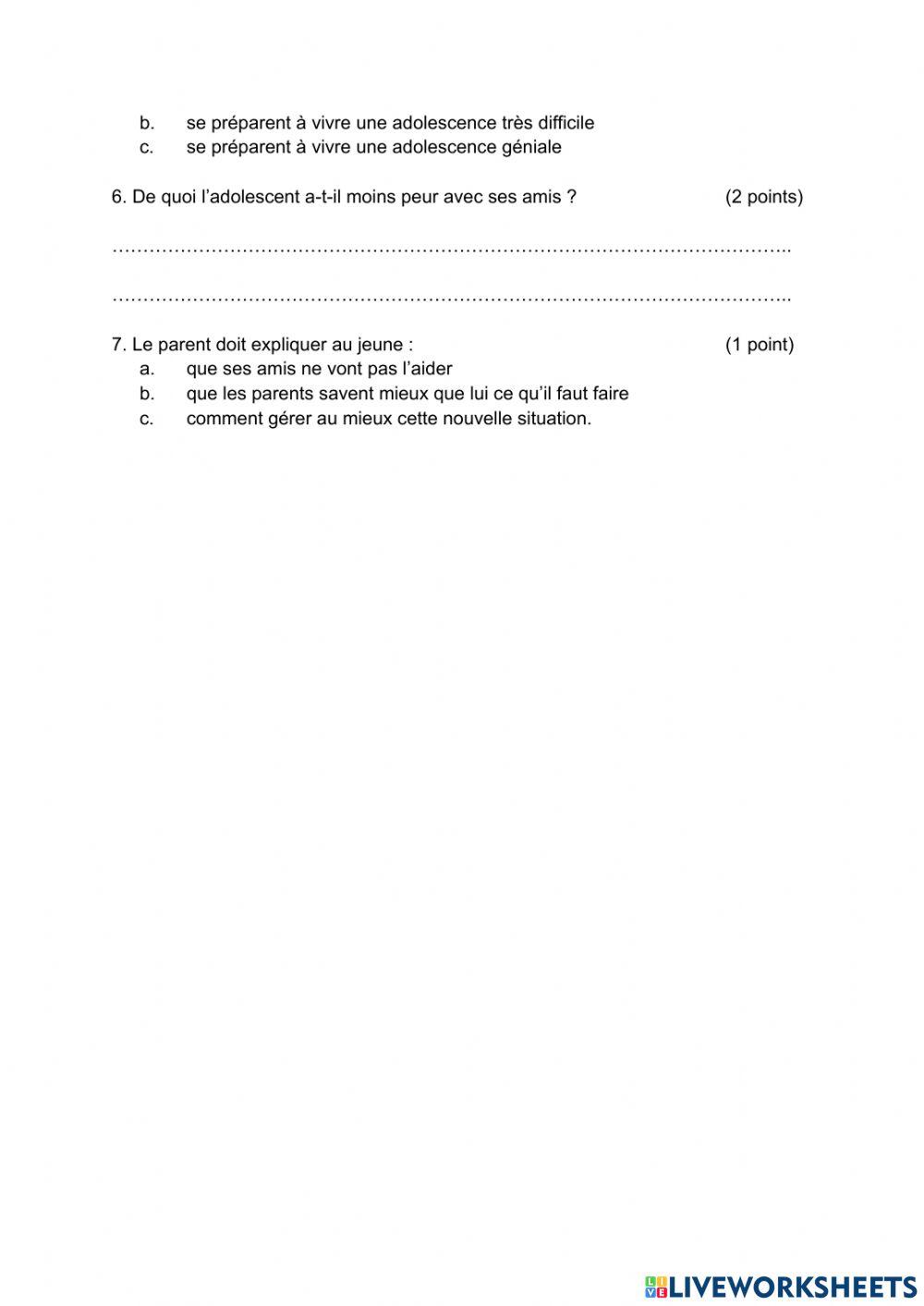 Compréhension orale worksheet