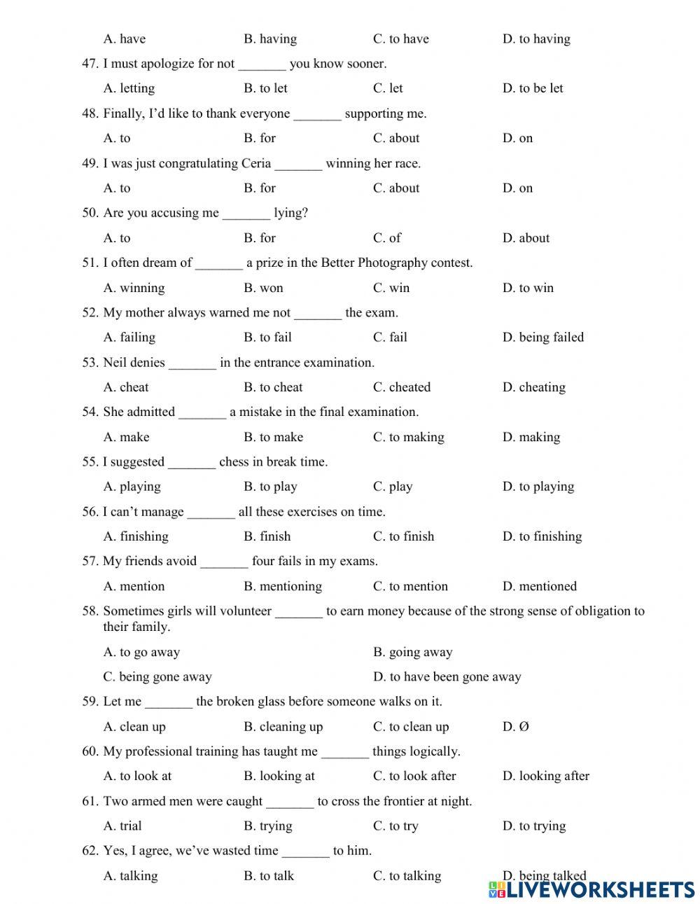 Gerund of infinitive