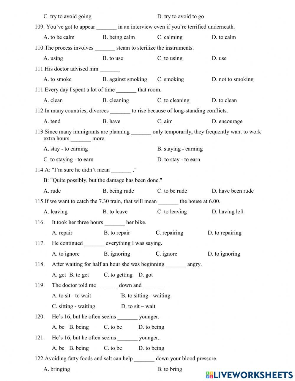 Gerund of infinitive