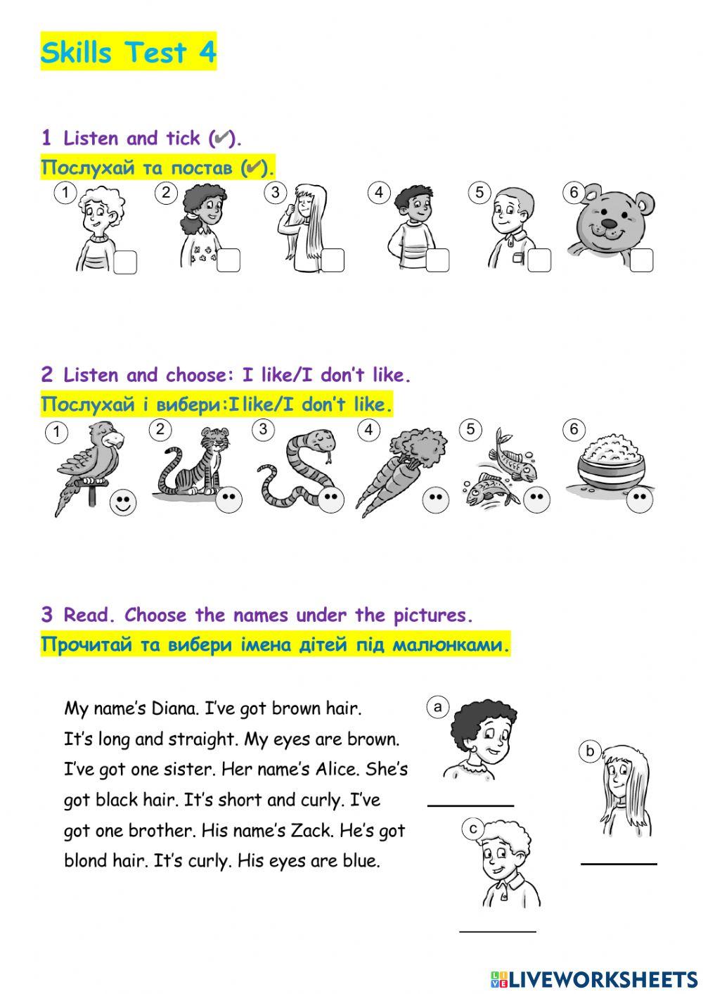 Family and Friends 1 Skills Test 4