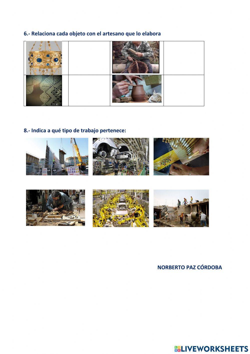 Repaso trabajos sector secundario y terciario