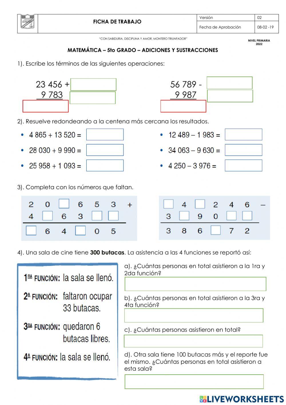 Adición y sustracción