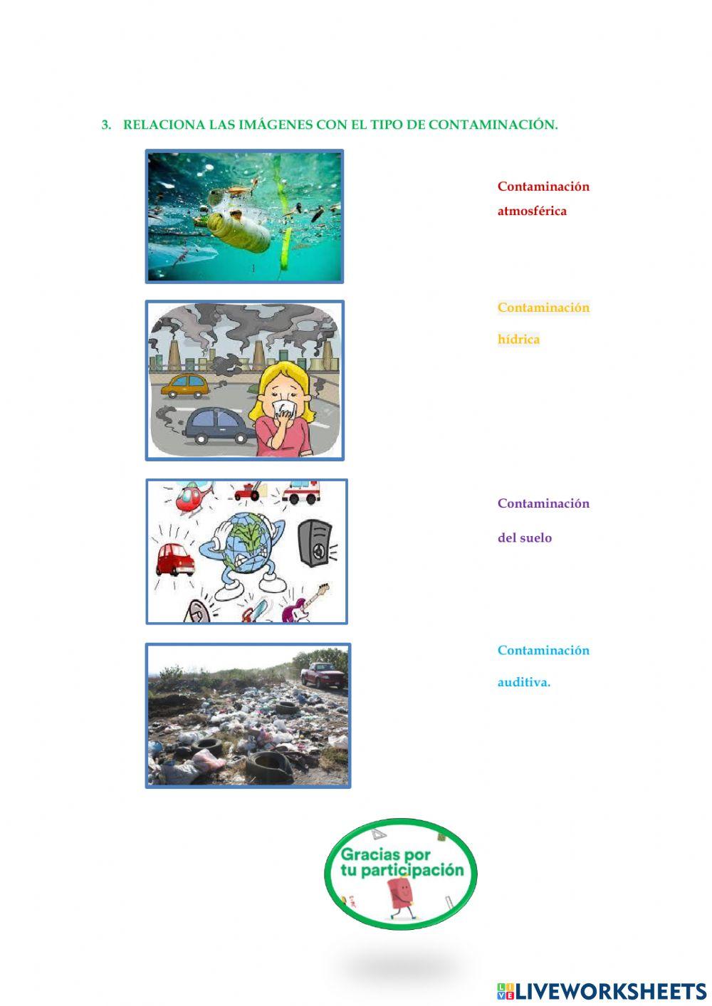 Contaminantes según el medio afectado.