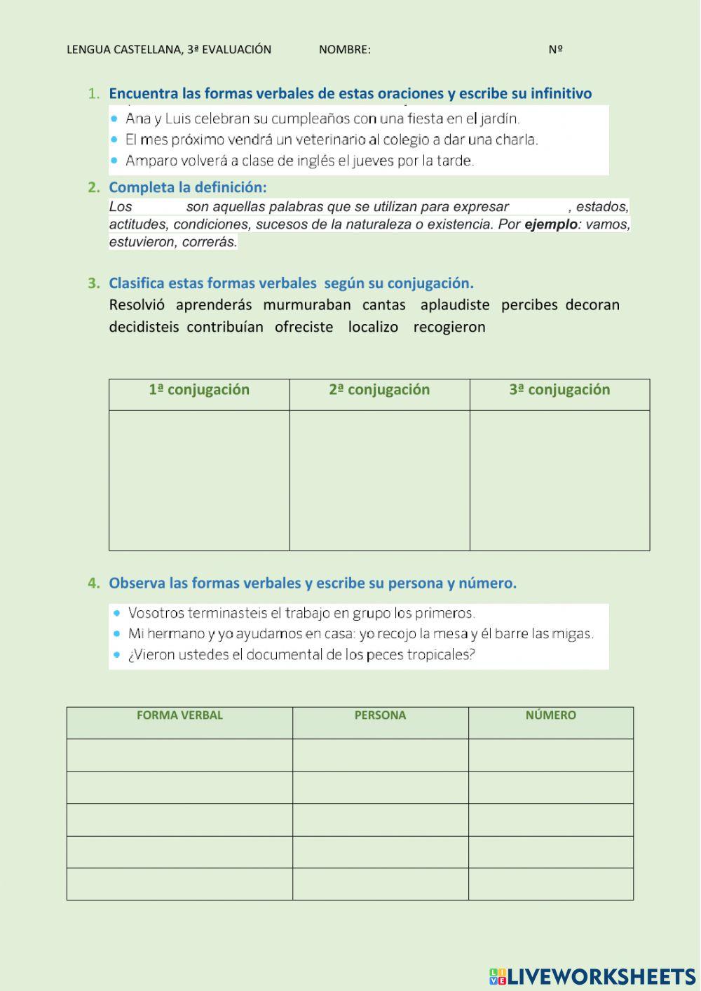 El verbo 5º  Primaria  LENGUA CASTELLANA