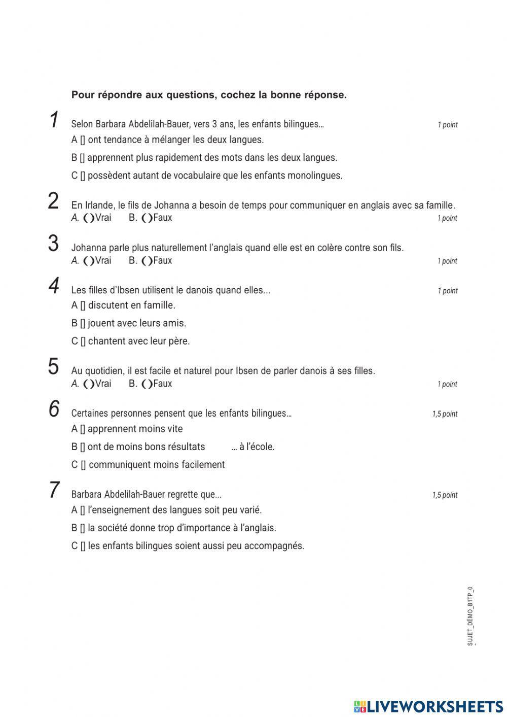 Compréhension des écrits DELF B1