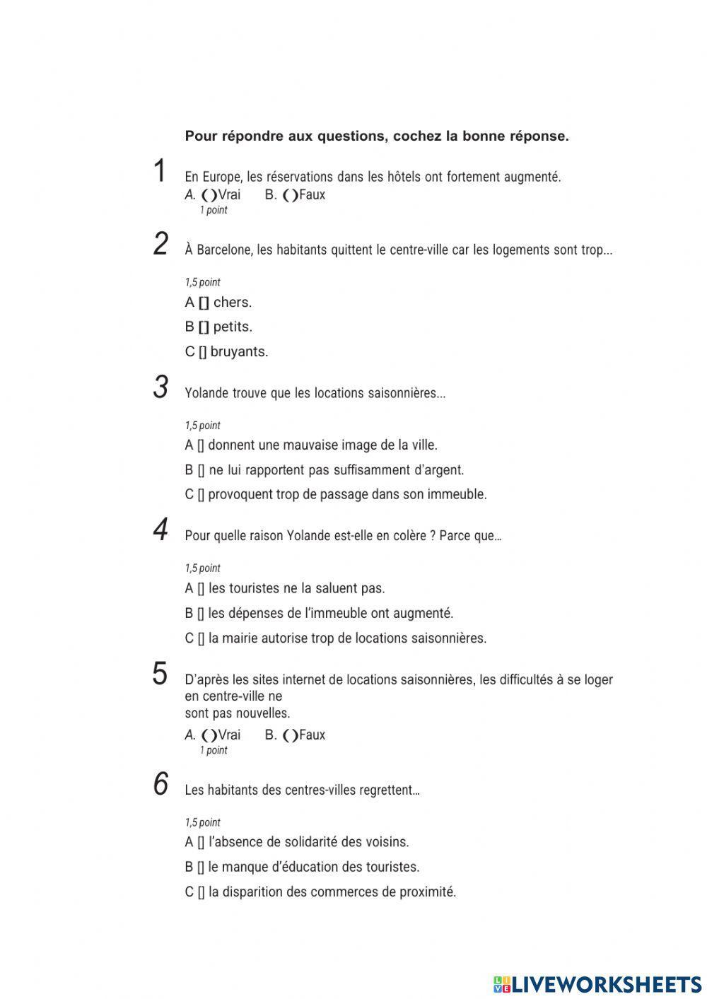 Compréhension des écrits DELF B1