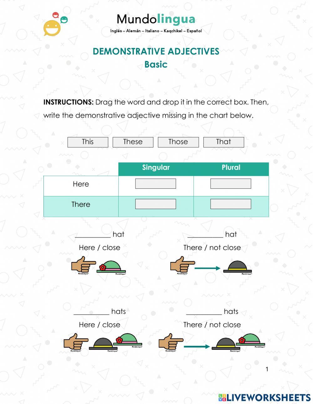 Demonstrative Adjectives: Basic