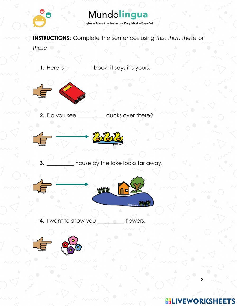Demonstrative Adjectives: Basic