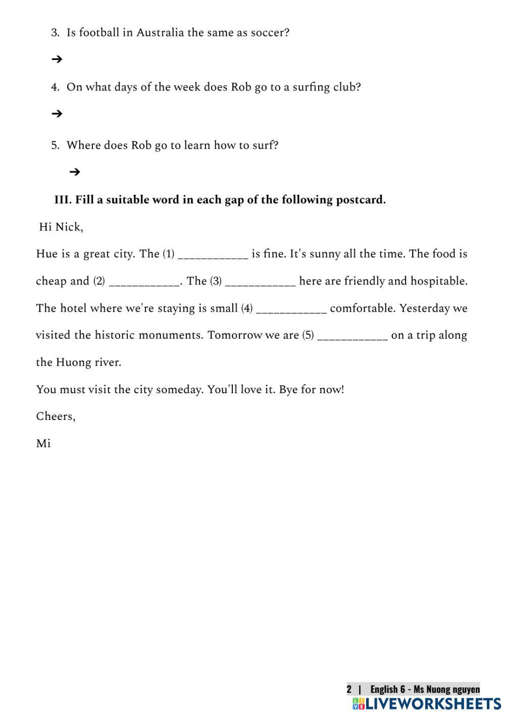 E6 (2nd-term review) Reading -nuongnguyen