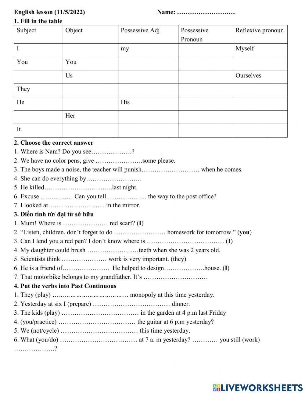 Grade 7- Past Continuous