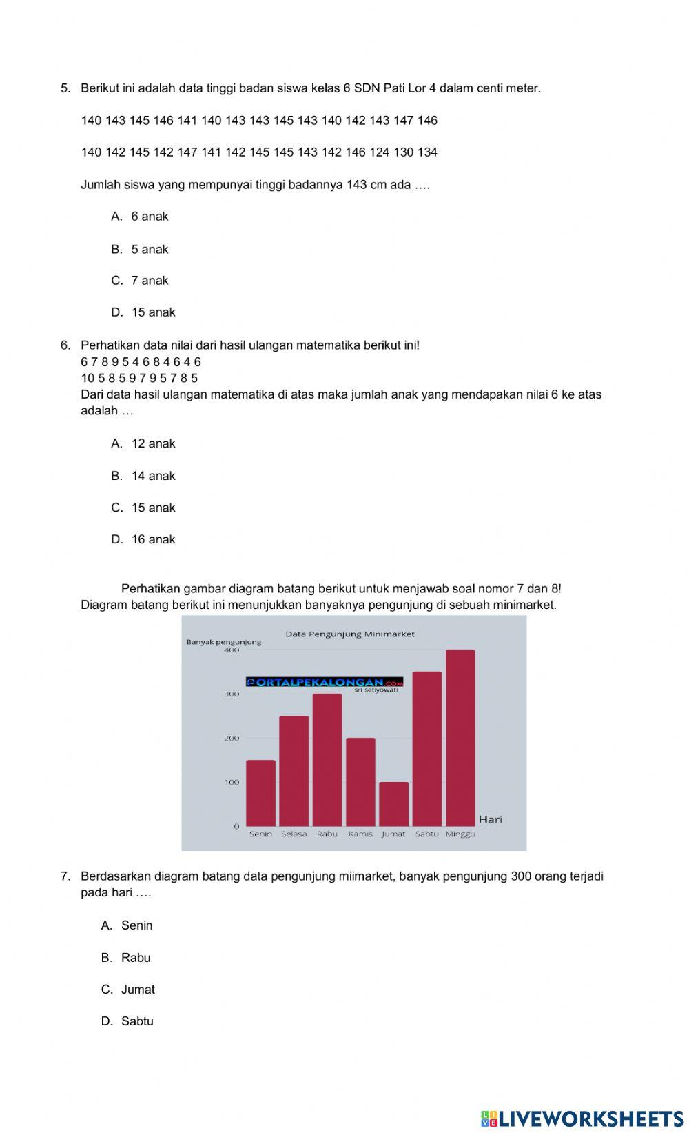 Penilaian harian pengolahan data kelas 4