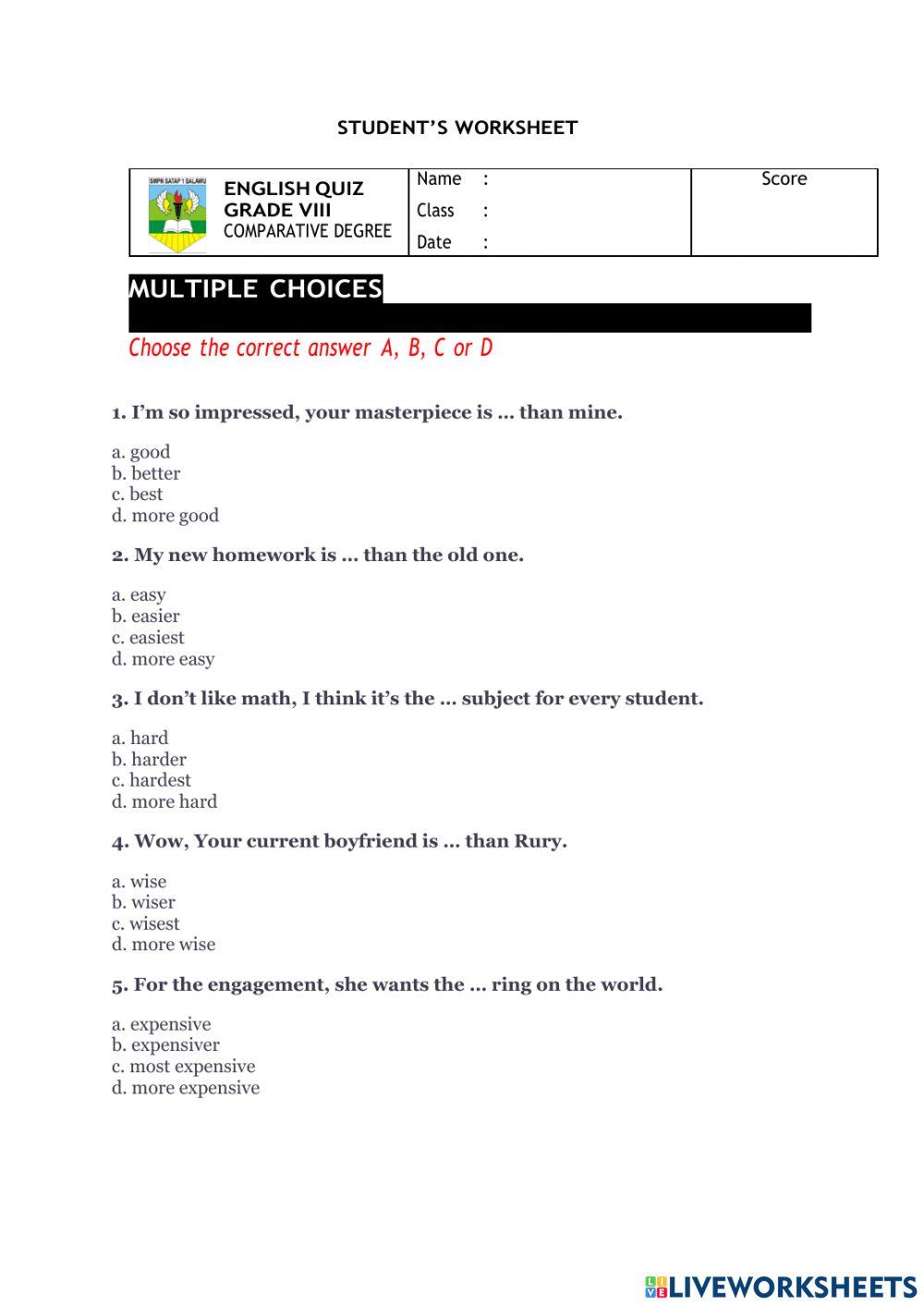 Comparative Degree-Class 8