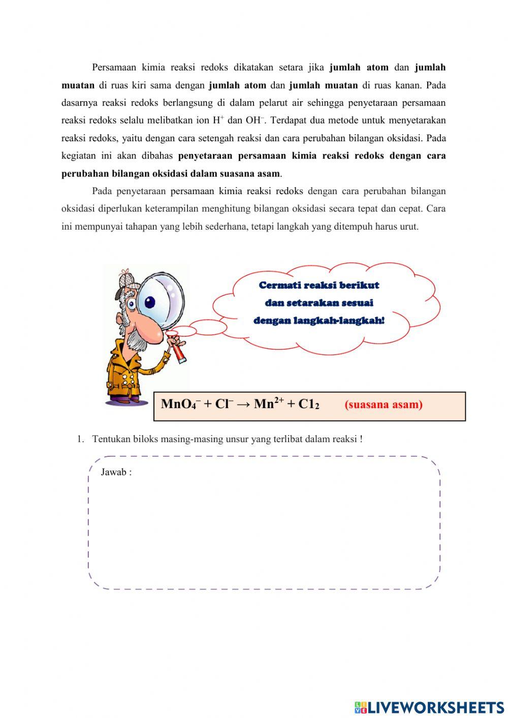 Lkpd penyetaraan persamaan kimia reaksi redoks dengan metode biloks