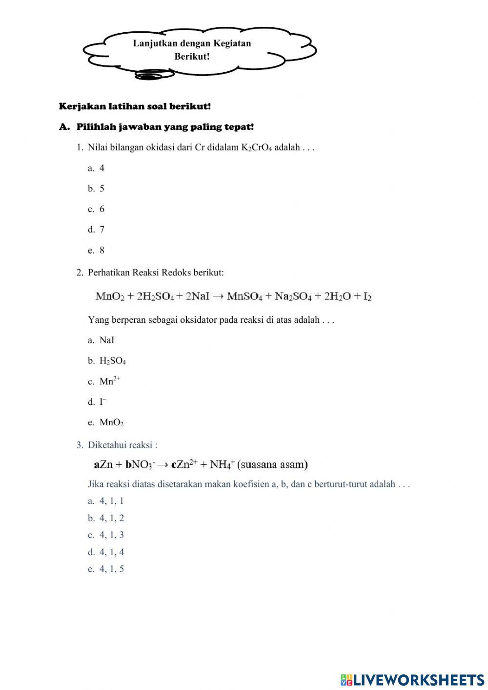 Lkpd penyetaraan persamaan kimia reaksi redoks dengan metode biloks