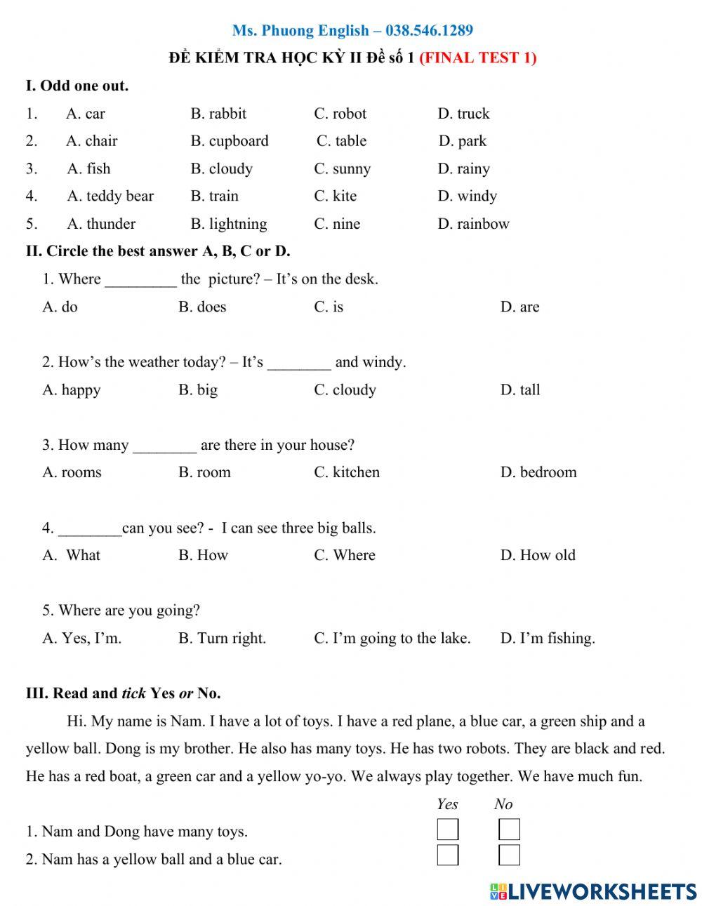 Test 1 - listening test t5