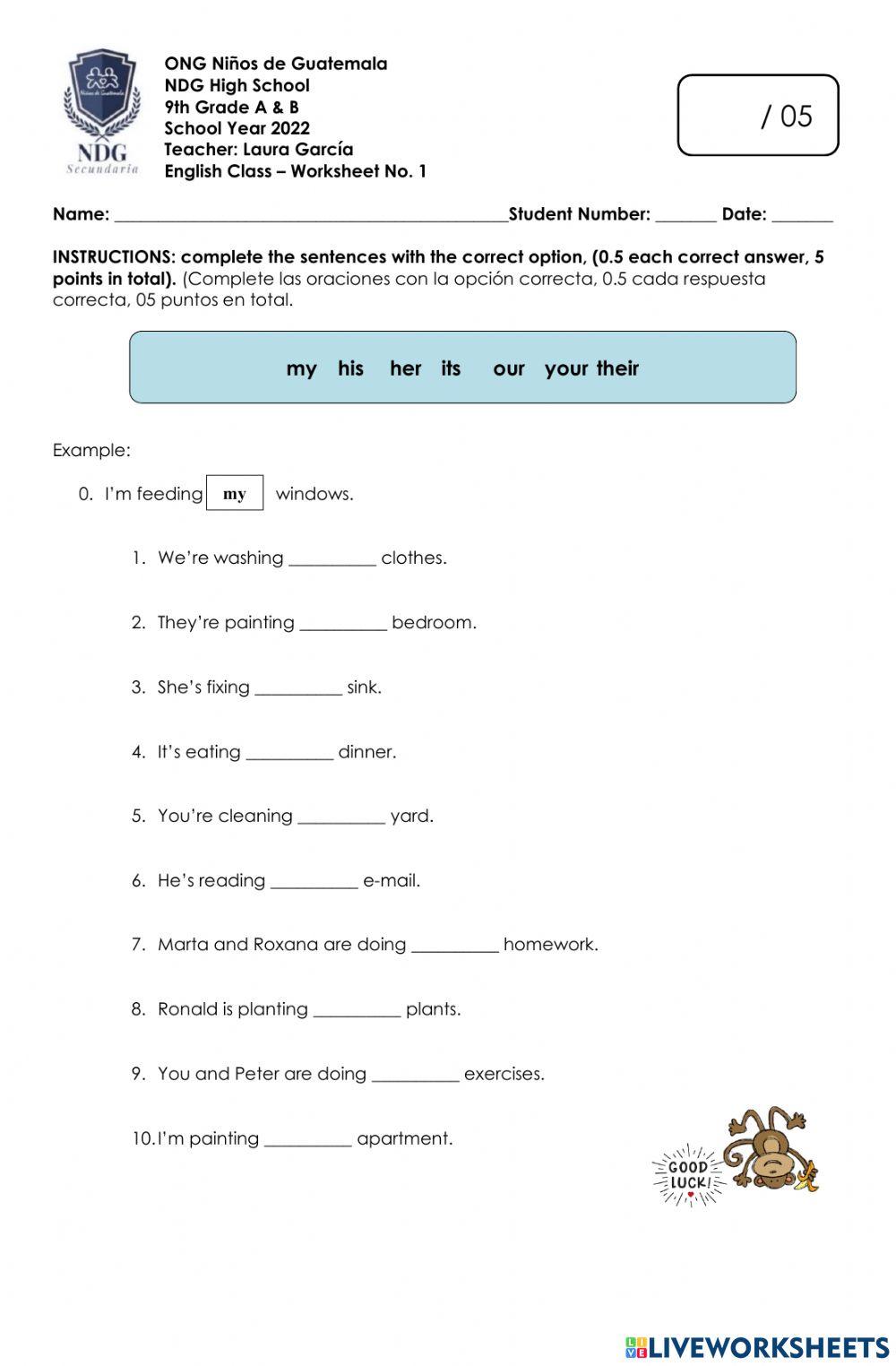 Possessive Adjectives 