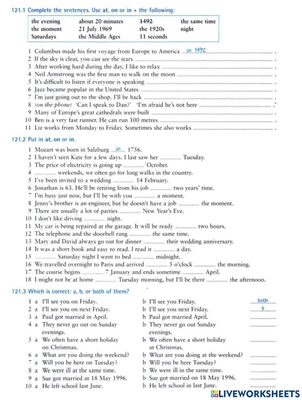 Prepositions of Time