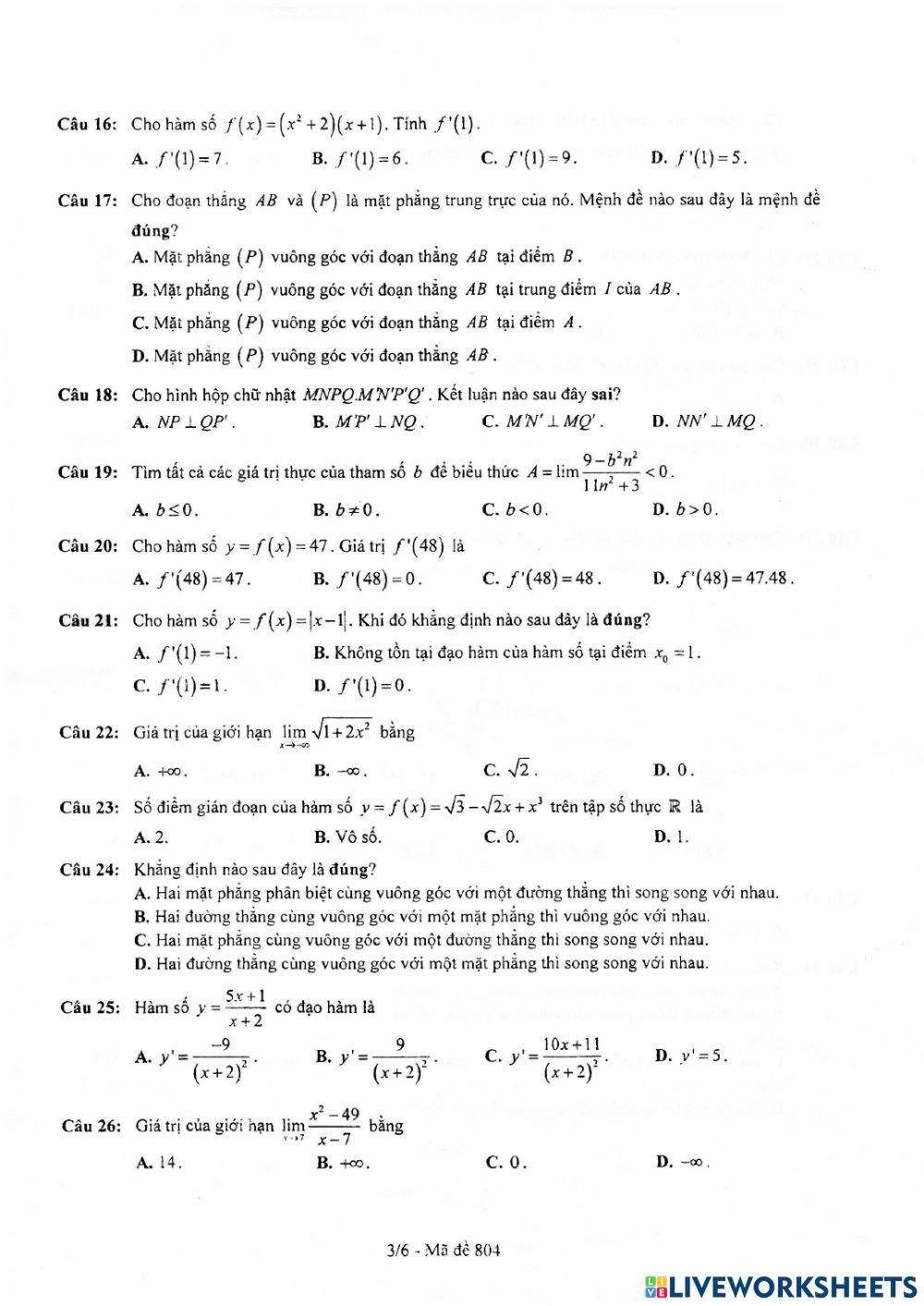 Ôn tập học kì 2, toán 11