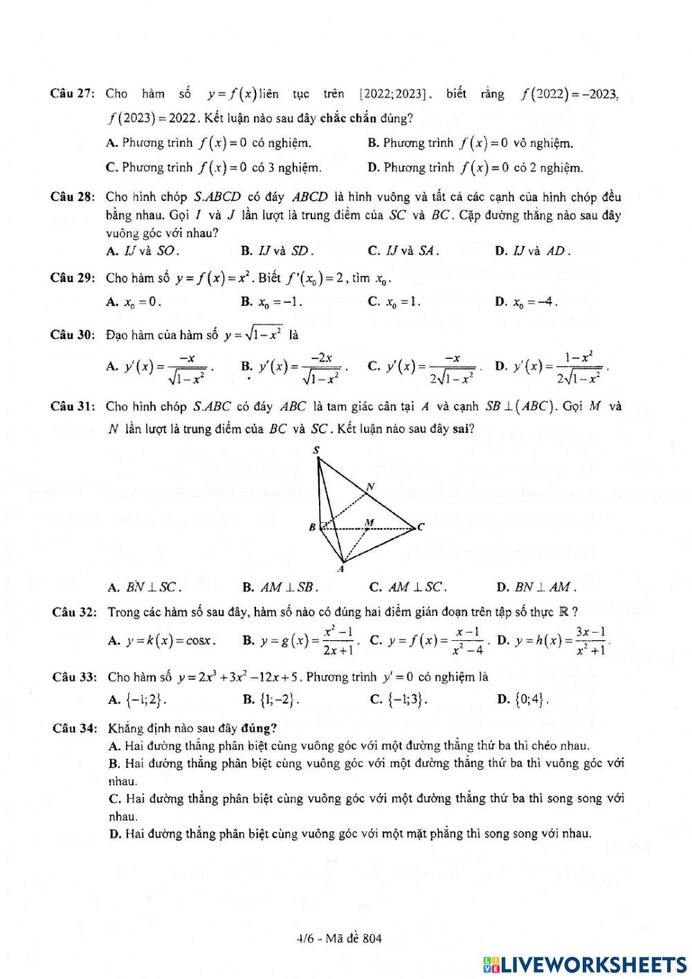 Ôn tập học kì 2, toán 11