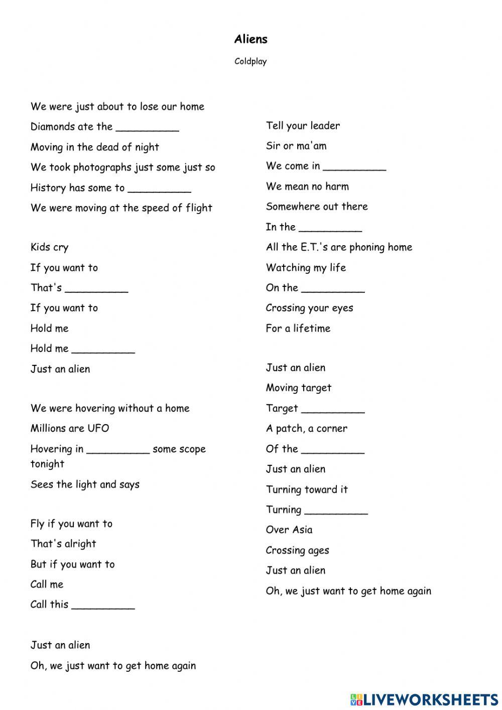 Aliens Coldplay