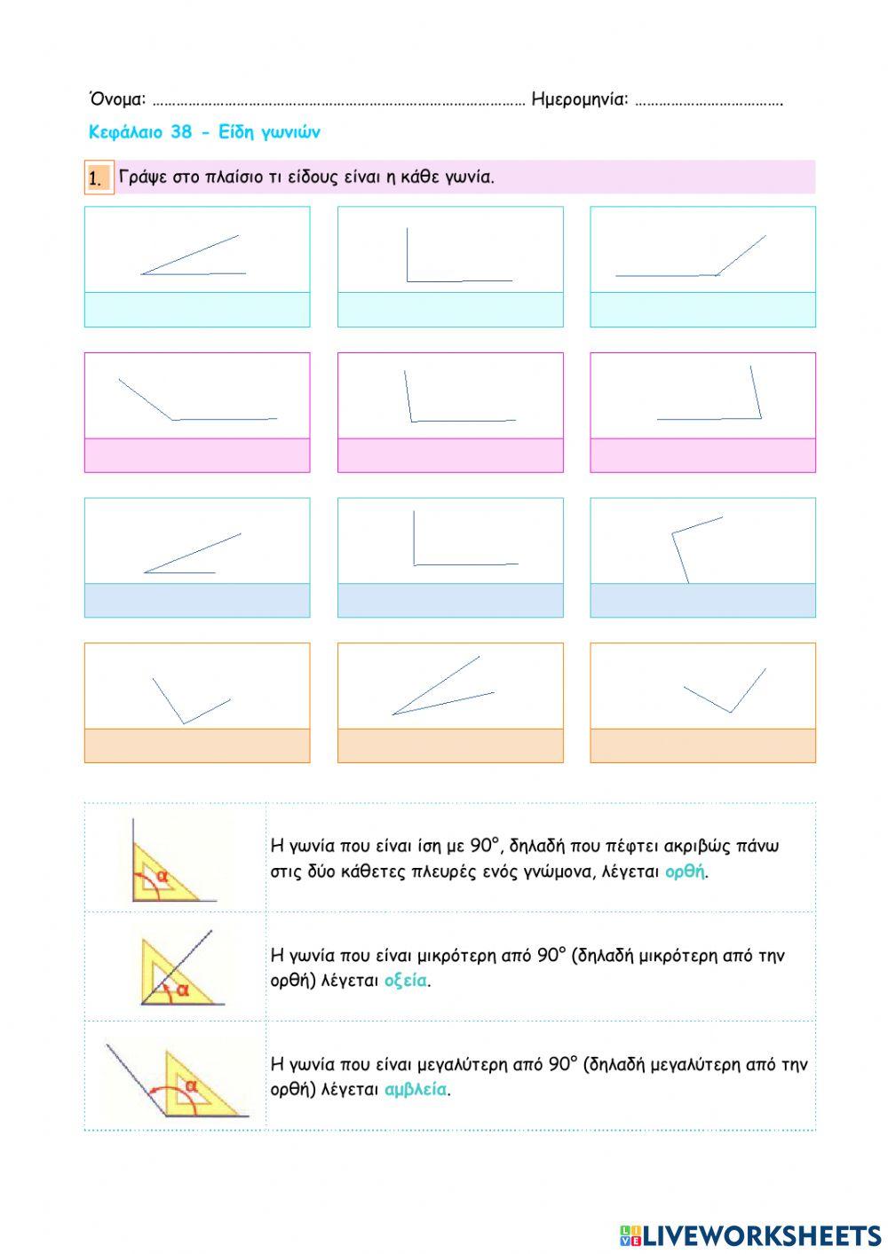 Κεφάλαιο 38 - Είδη γωνιών