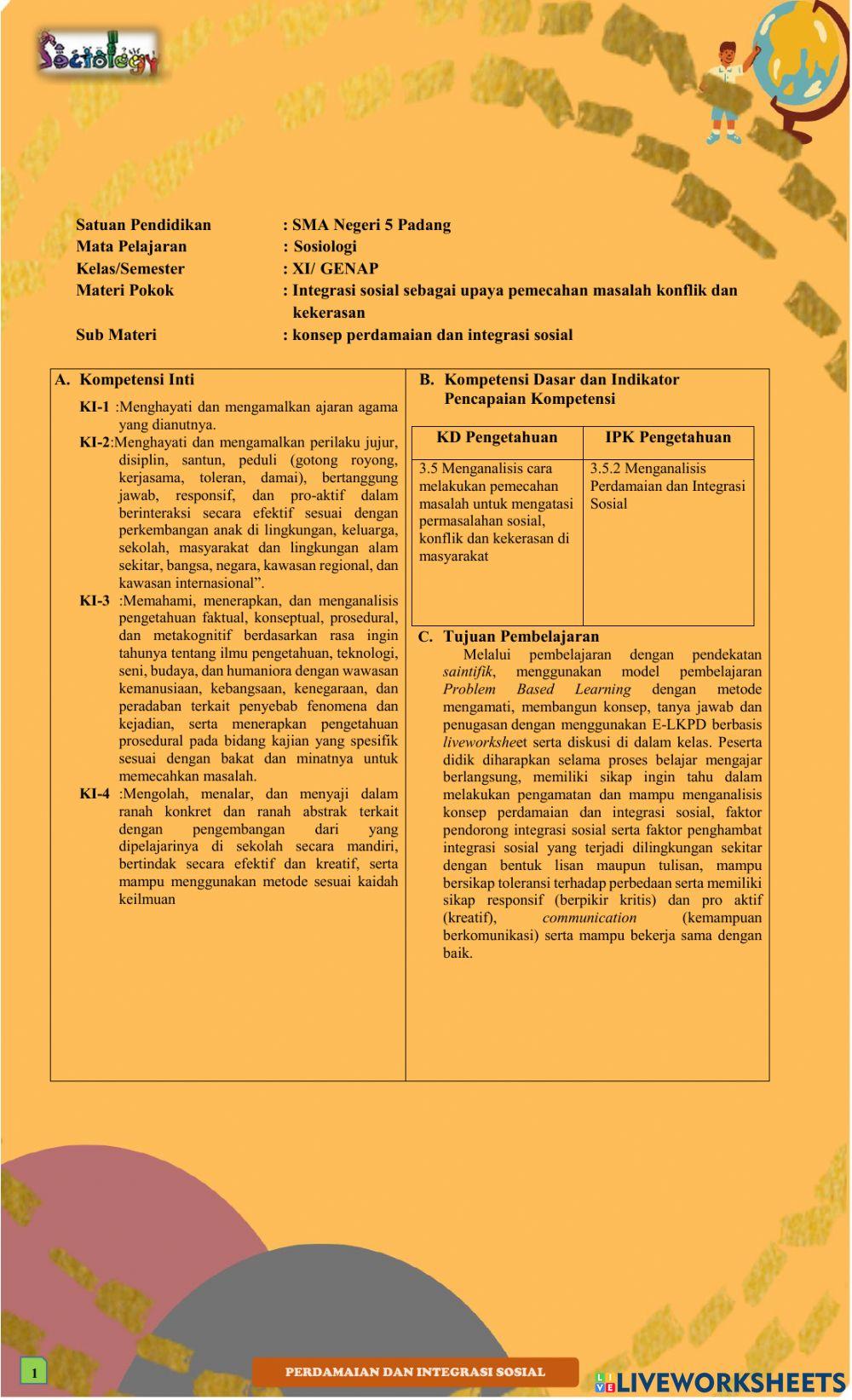 LKPD perdamaian dan Integrasi sosial finish
