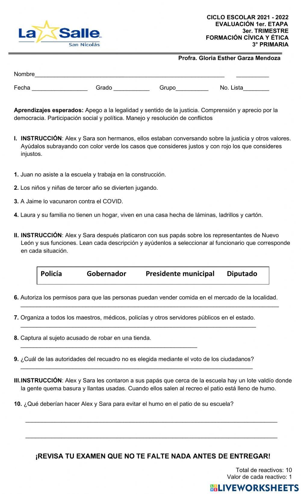 Evaluación mensual FOCYE