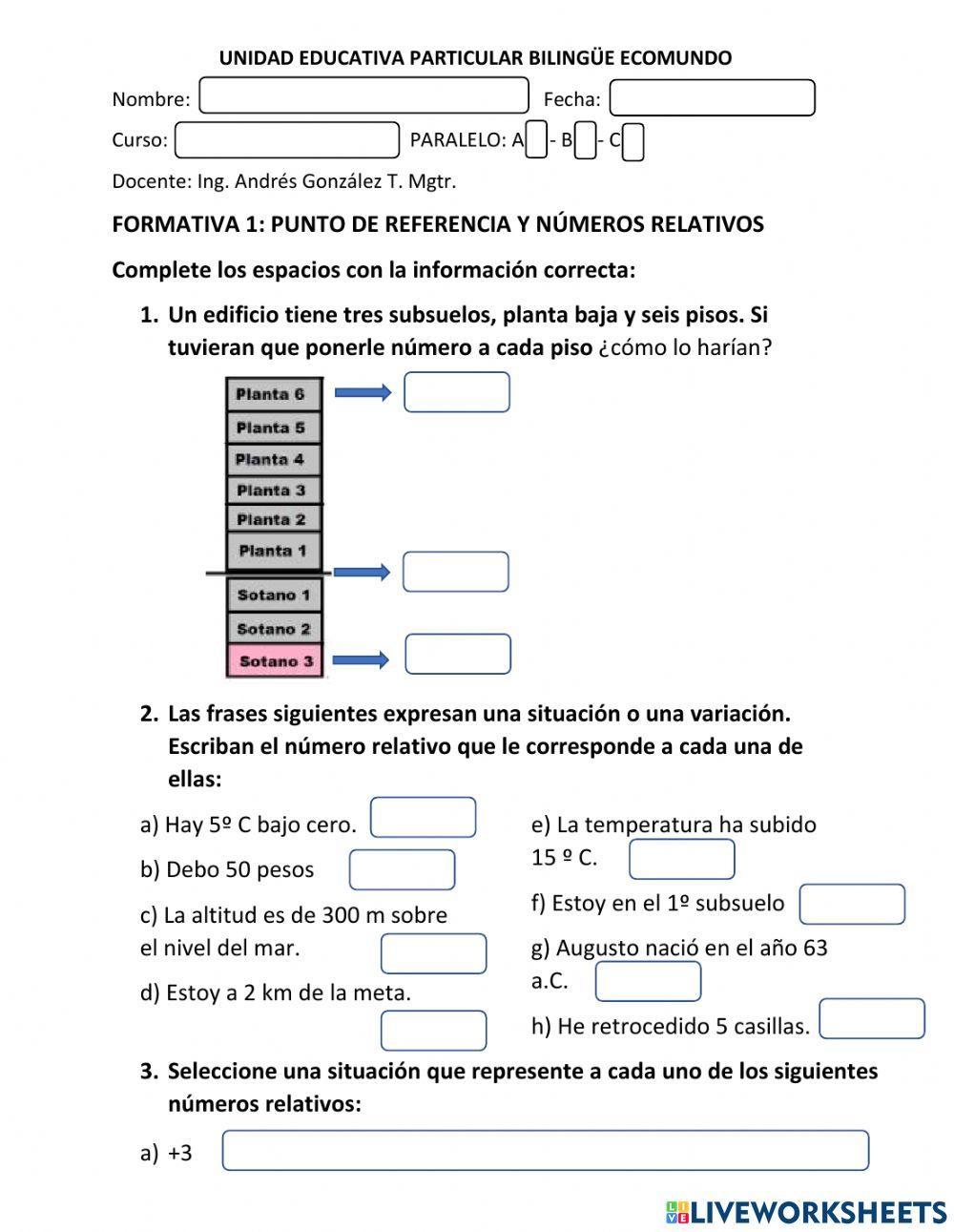 Números Relativos Números Relativos
