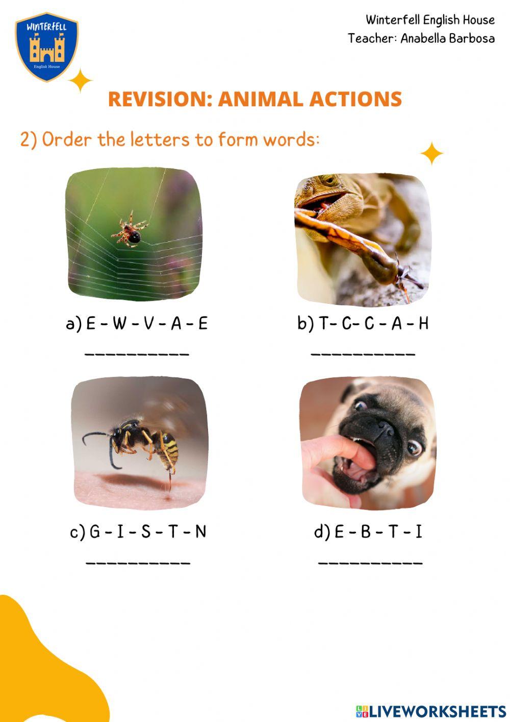 Back to the outback: animal parts of the body and actions