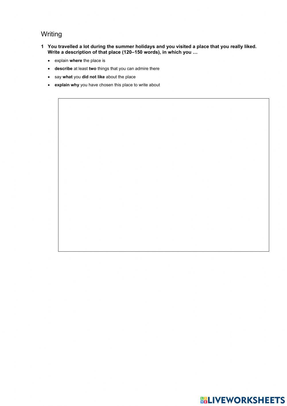 Progress Test. Unit 8. Writing.