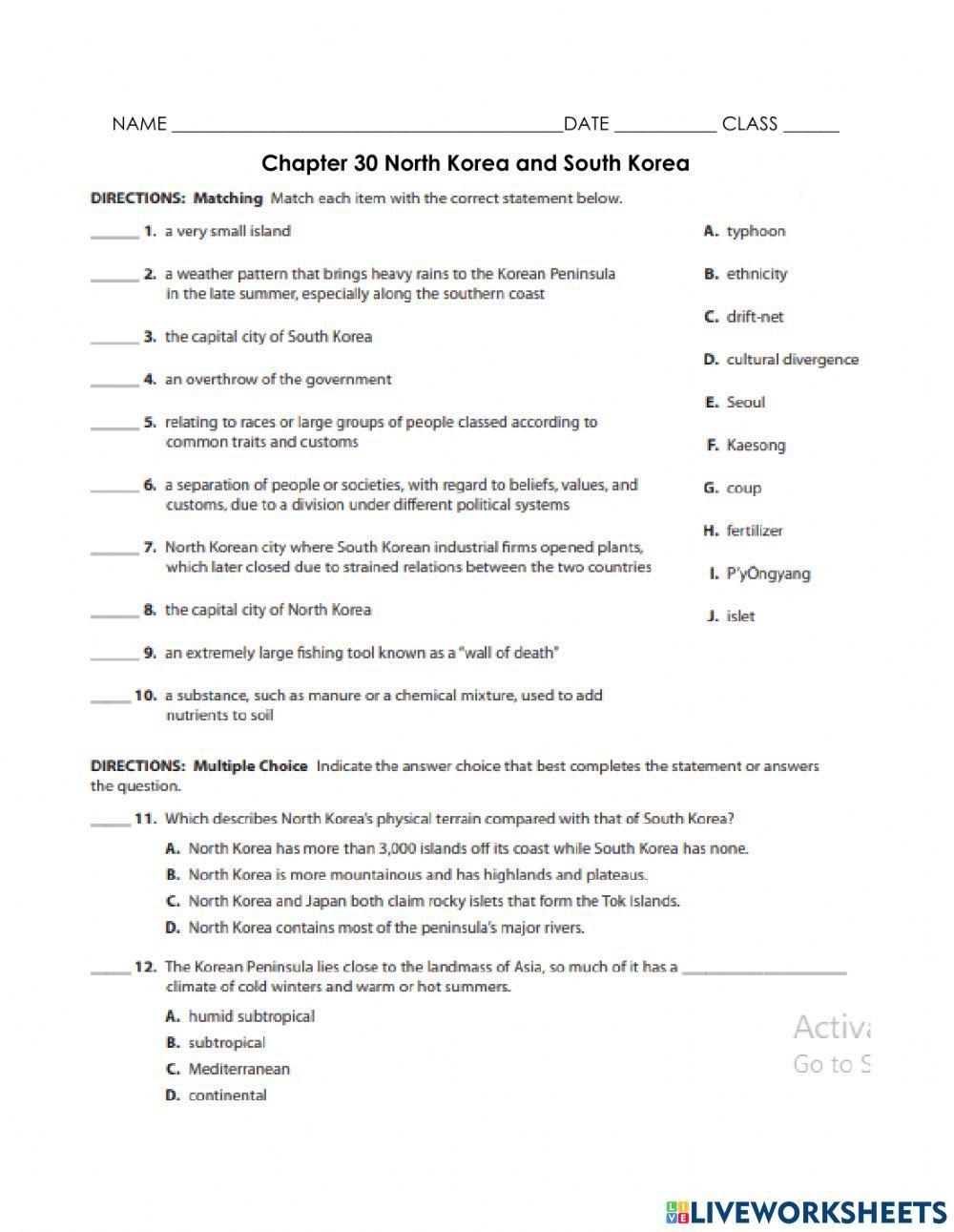 Chapter 30 North Korea and South Korea