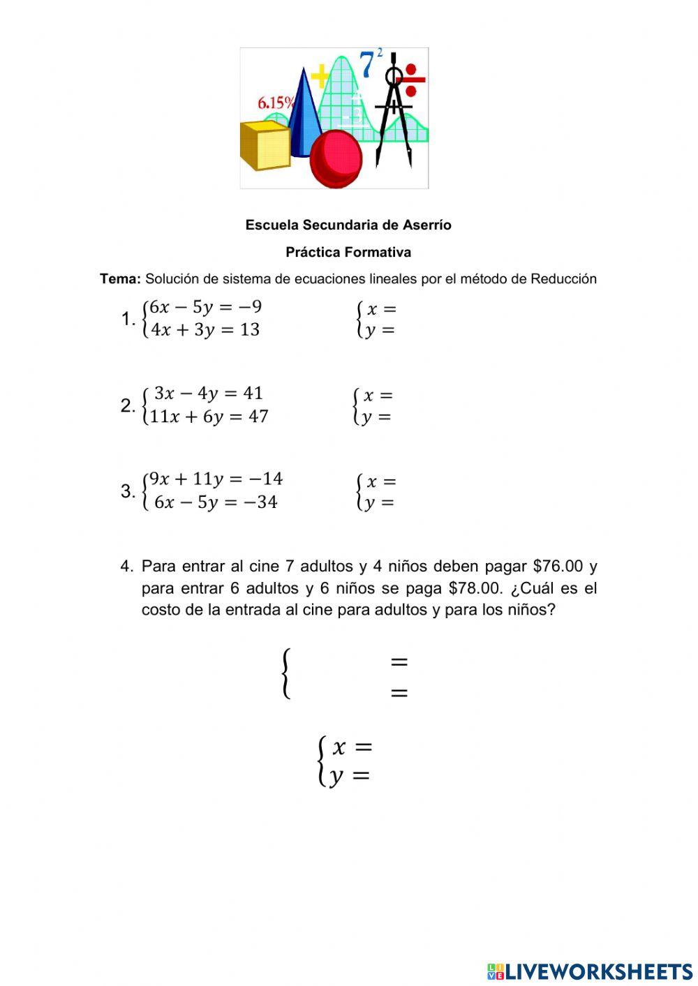 método de reducción Sistema de Ecuaciones lineales