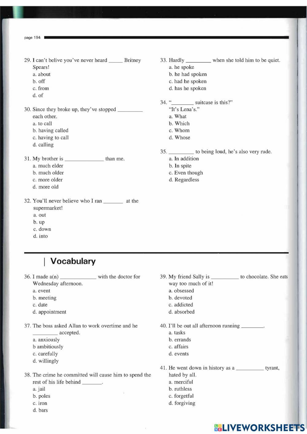 Writing 11 (Vocabulary & Grammar)