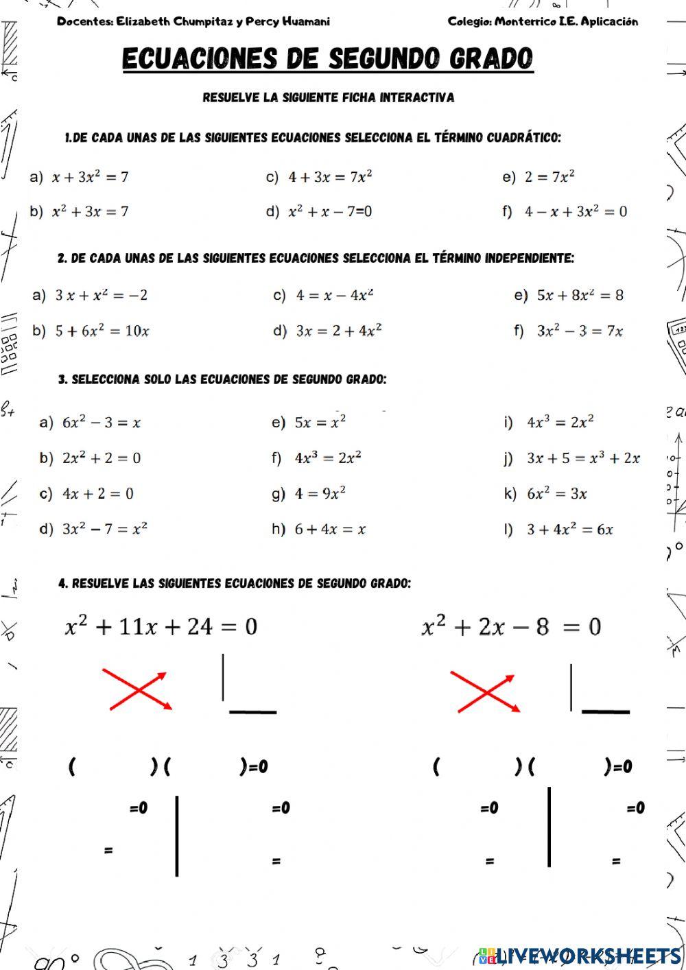 Ecuaciones de segundo grado