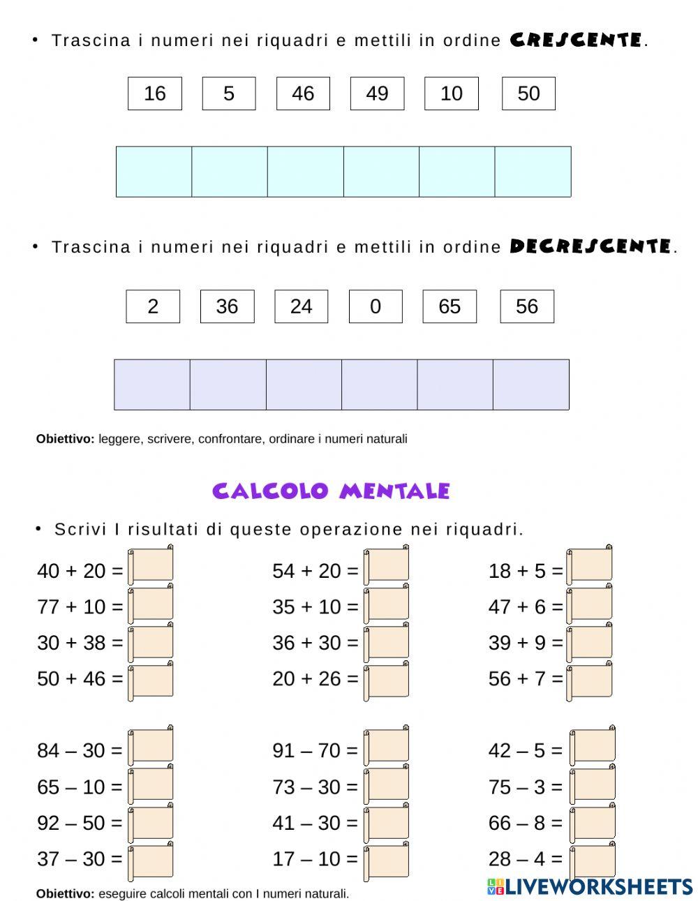 Esercitiamoci con le tabelline ed il calcolo