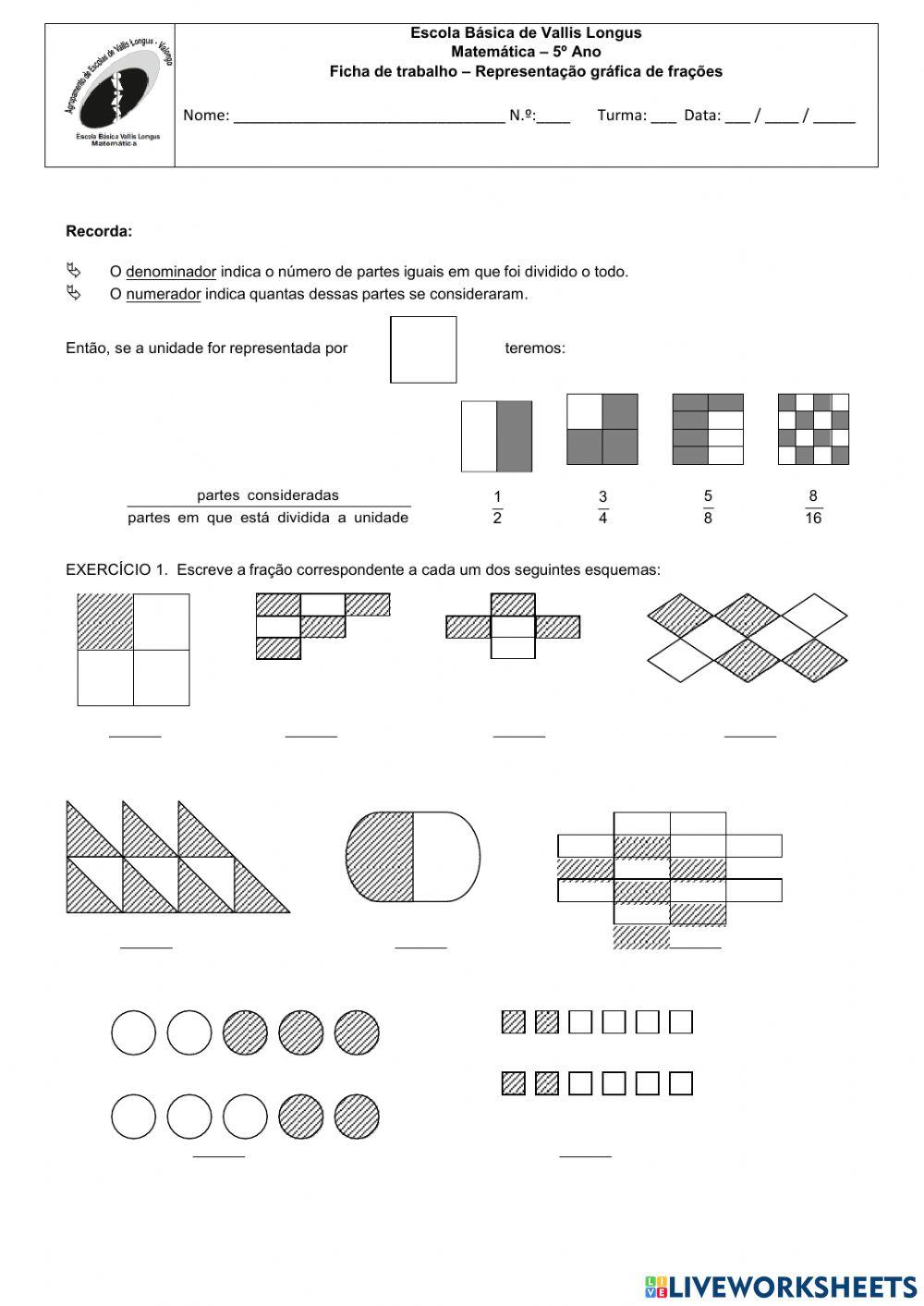 Representação gráfica de frações