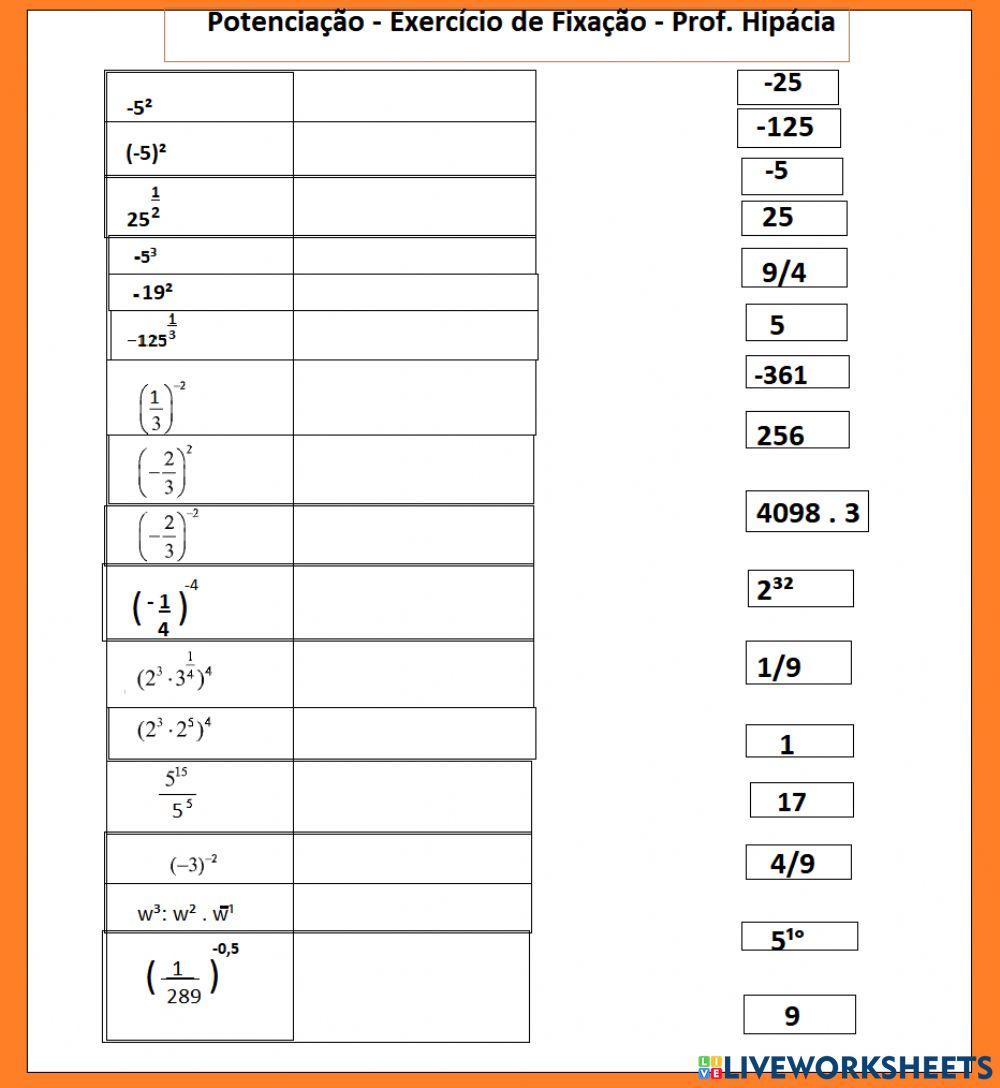 Potenciação - fase 2