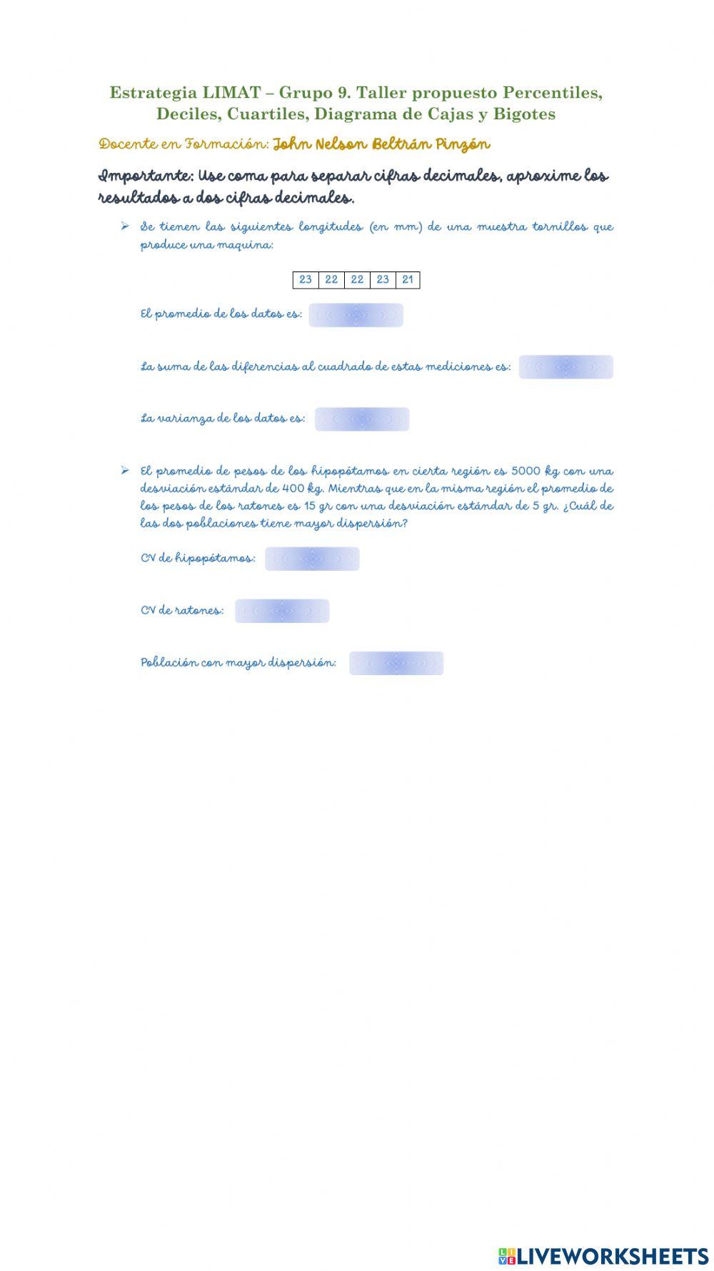 Varianza y Coeficiene de Variación