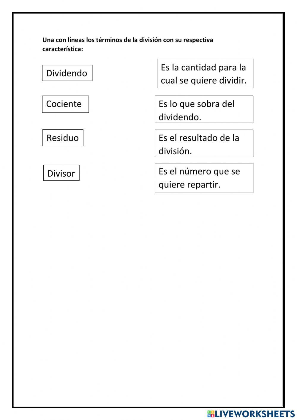 Términos de la división