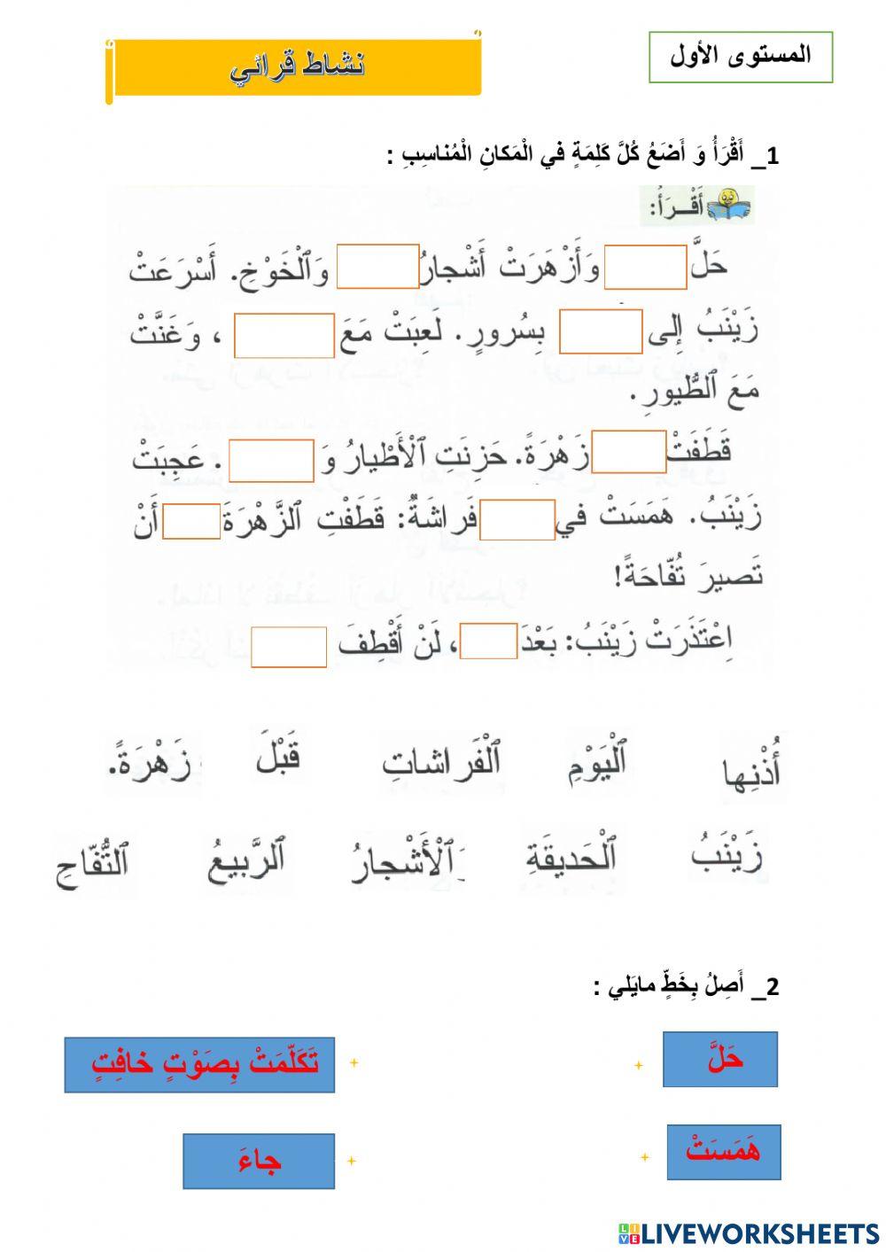 نص قرائي زهرة التفاح معدل