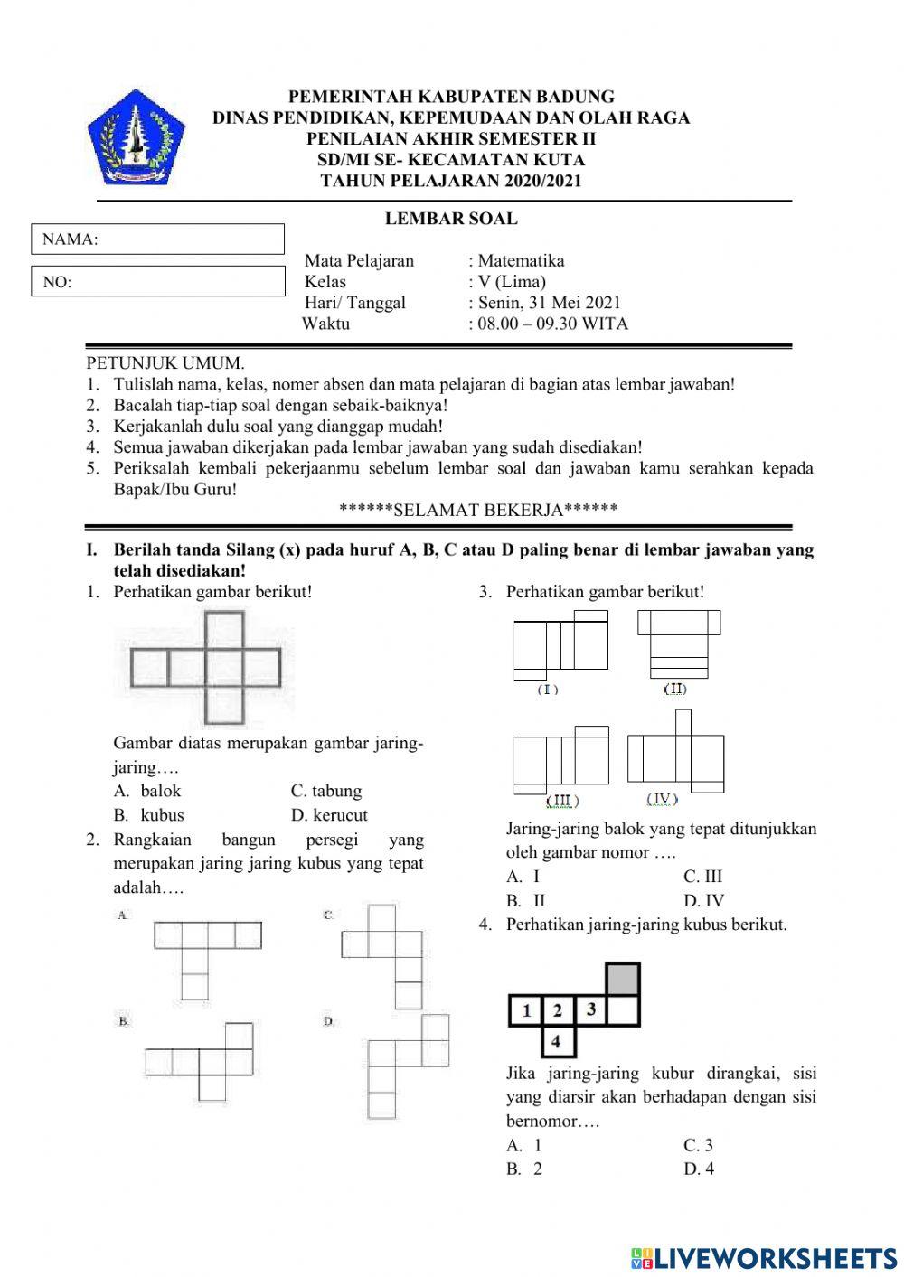 Latihan - pas matematika semester 2