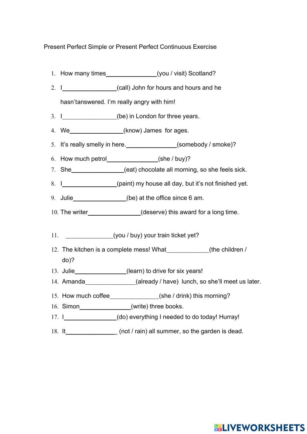 Present Perfect Vs Perfect Continuos