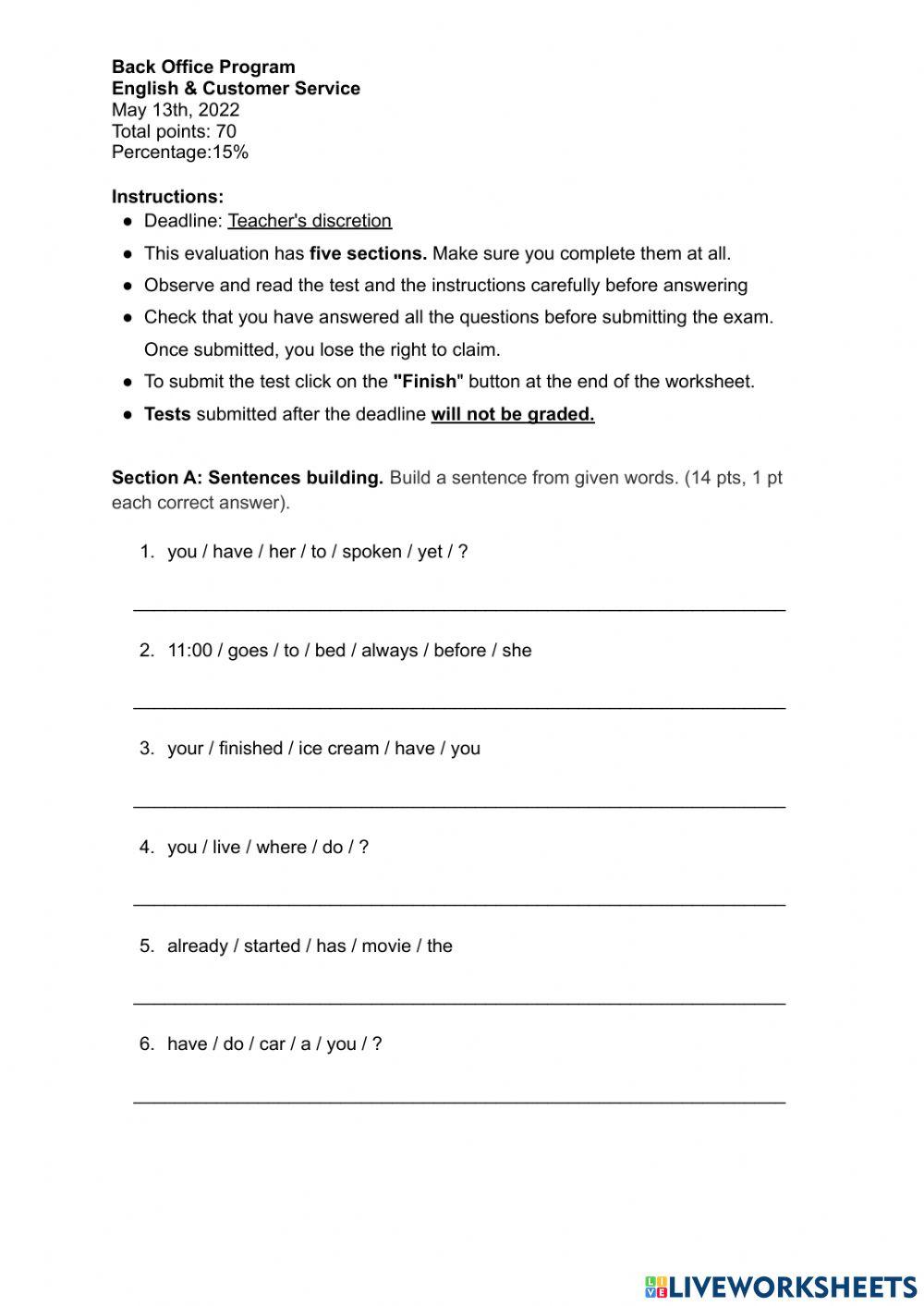 Final Test IV Bimester