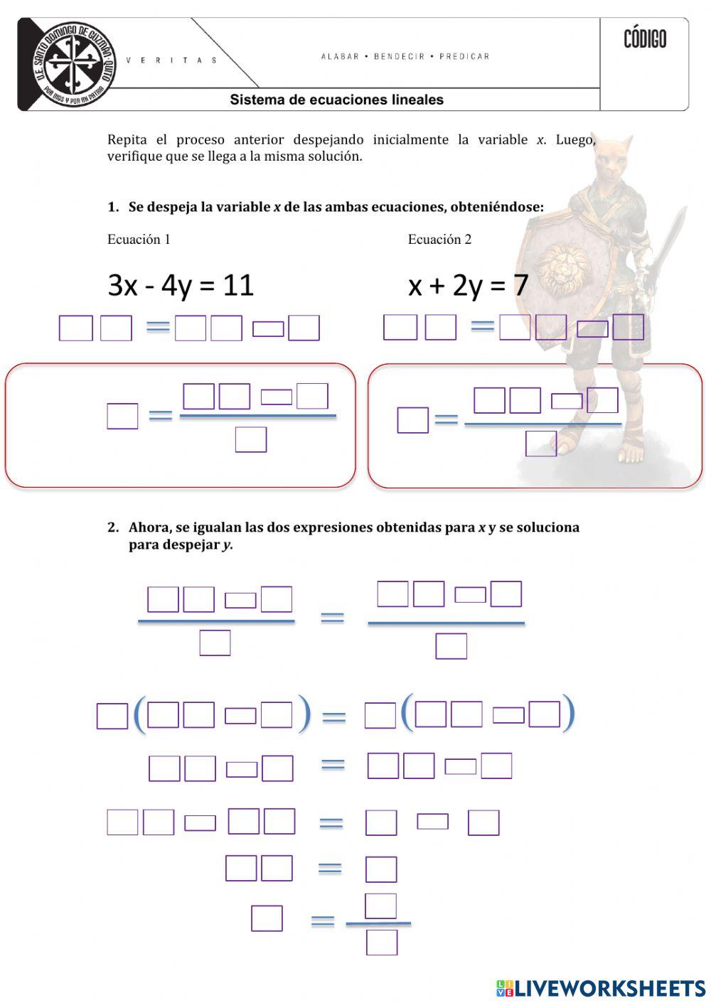 Reto. Método de igualación 