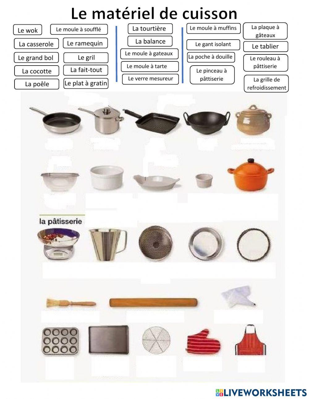 Le matériel de cuisson